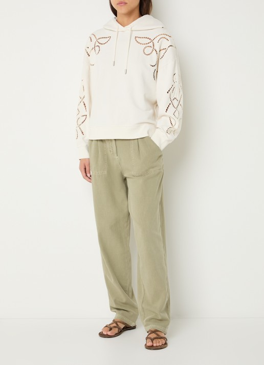 ba&sh Beni hoodie met opengewerkt dessin - voorkant 2 gebroken wit