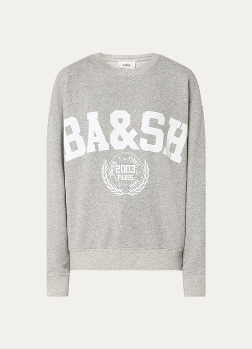 ba&sh Benjamin sweater met logoprint - voorkant 2 grijs