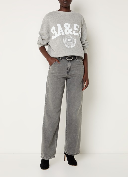 ba&sh Benjamin sweater met logoprint - voorkant 3 grijs