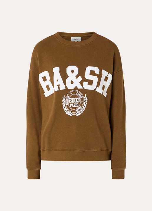 ba&sh Benjamin sweater met logoprint - voorkant 3 cognac