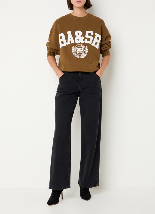 ba&sh Benjamin sweater met logoprint - voorkant 4 cognac