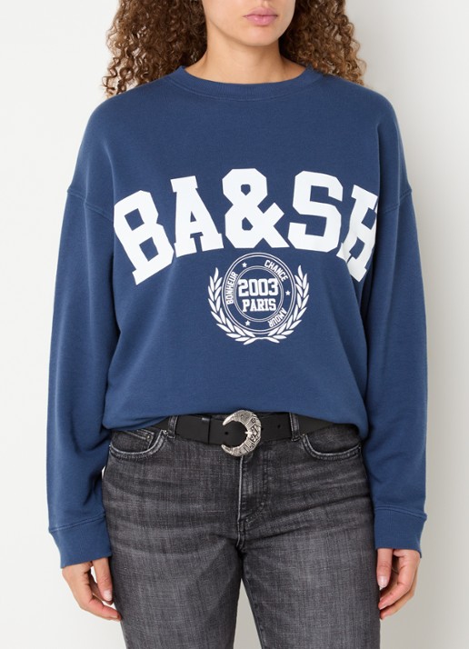 ba&sh Benjamin sweater met logoprint - detail indigo