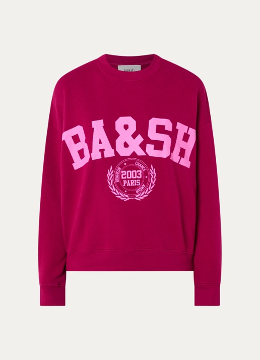 ba&sh Benjamin sweater met logoprint - voorkant 3 fuchsia