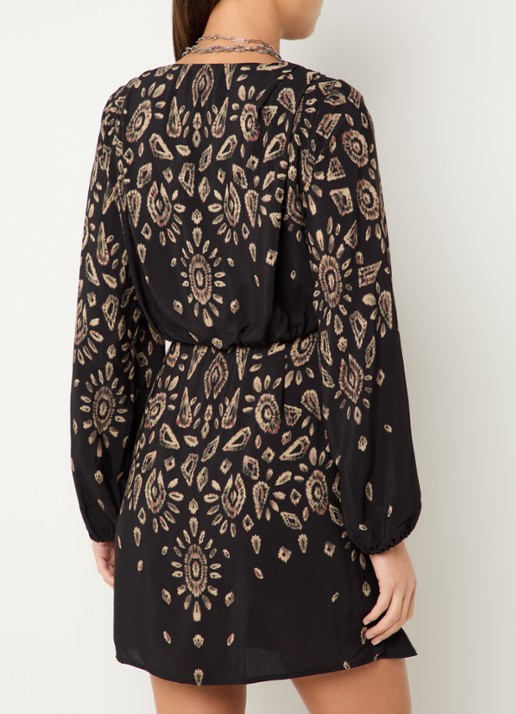 ba&sh Beona mini tuniekjurk met print - achterkant 2 zwart