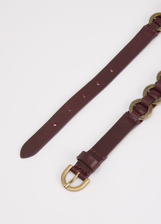 ba&sh Berty riem van leer - detail bordeauxrood