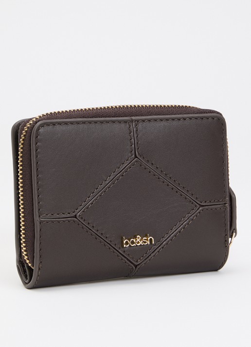 ba&sh Bifold portemonnee van leer - achterkant 3 donkerbruin