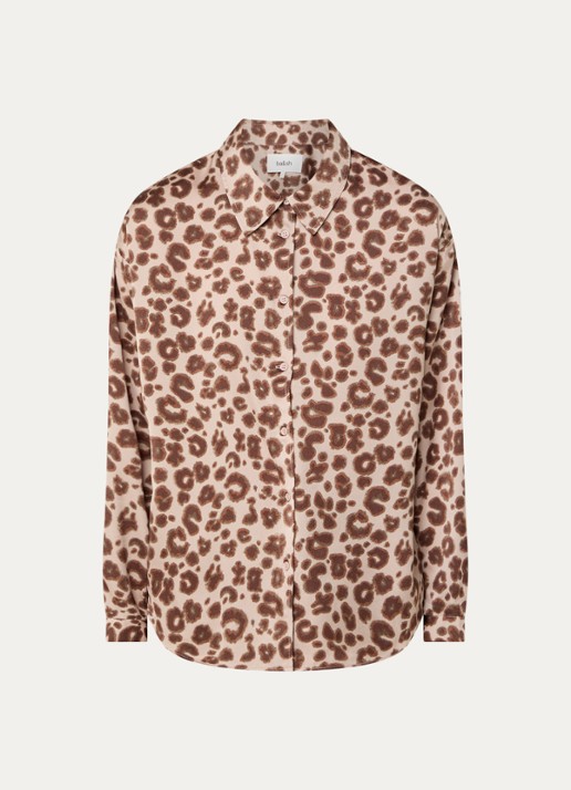 ba&sh Billie blouse met panterprint - voorkant 2 beige