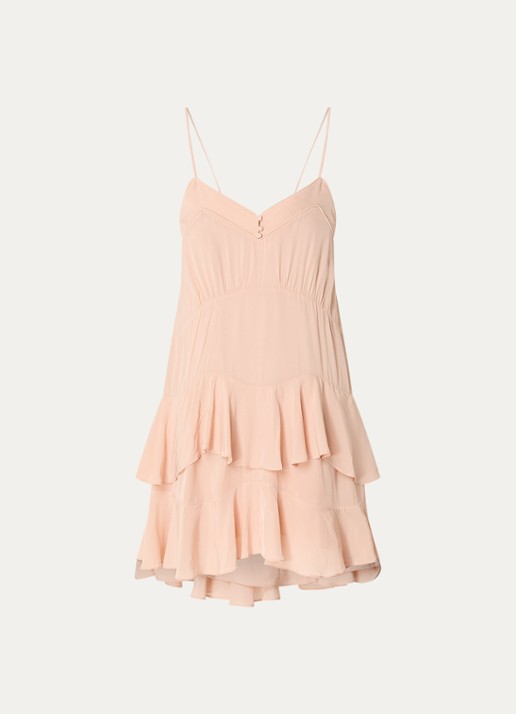ba&sh Bilona mini jurk met volant - voorkant 3 roze