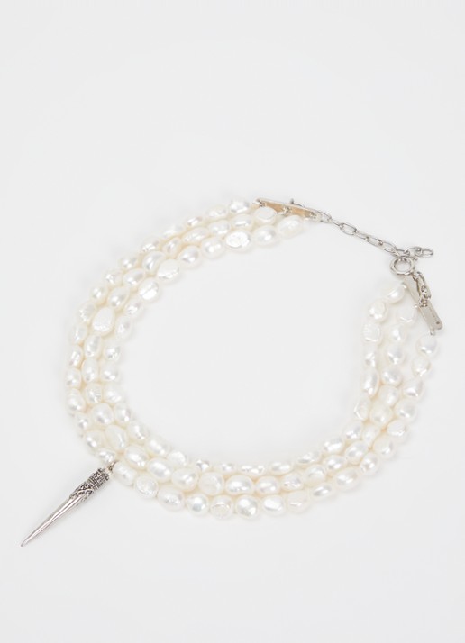 ba&sh Blanca parelketting van zilver met hanger - detail 3 wit