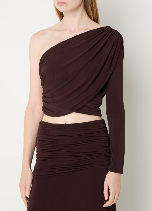 ba&sh Blue one shoulder cropped top met gedrapeerd detail