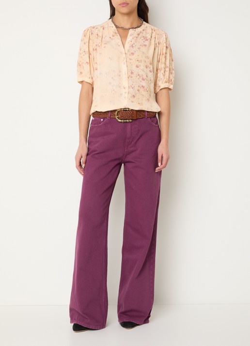 ba&sh Boney high waist straight leg jeans met steekzakken  - voorkant 4 paars