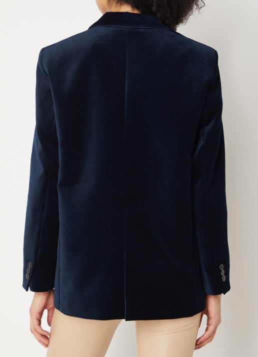 ba&sh Boop blazer van fluweel met klepzakken - achterkant blauw