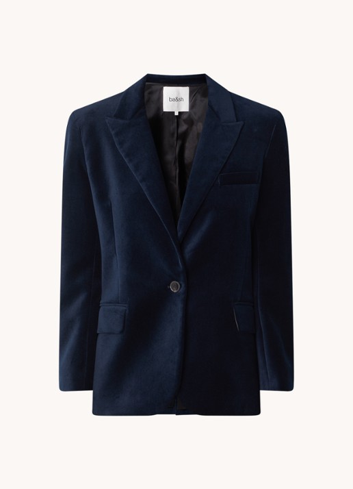 ba&sh Boop blazer van fluweel met klepzakken - voorkant 2 blauw
