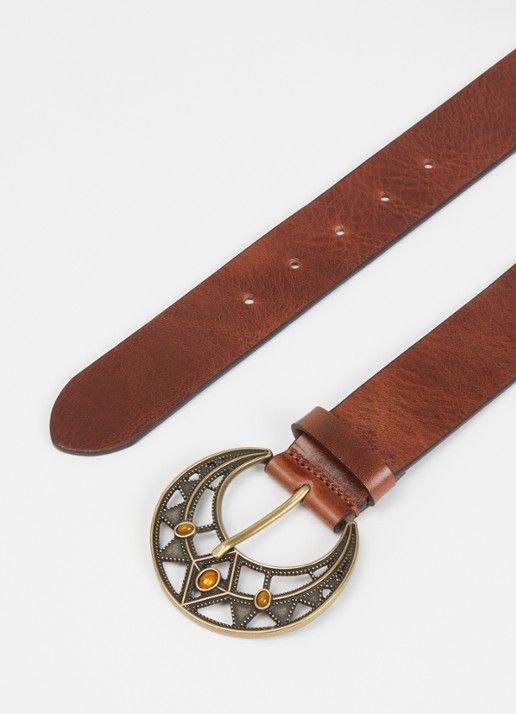 ba&sh Boston riem van leer - detail bruin