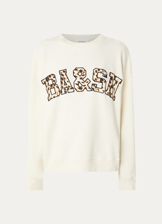ba&sh Brad sweater met logo - voorkant 3 gebroken wit