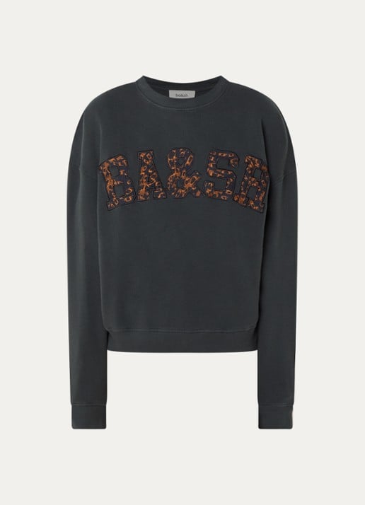 ba&sh Brad sweater met logo - voorkant 2 olijfgroen
