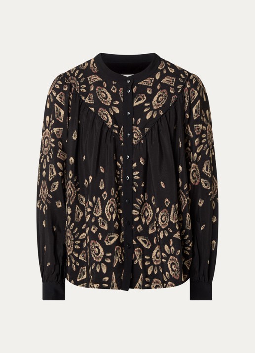 ba&sh Brava blouse met print - voorkant 3 zwart
