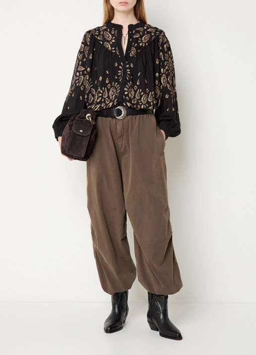 ba&sh Brava blouse met print - voorkant 4 zwart