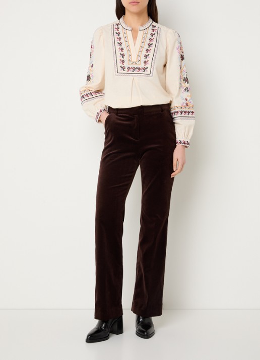 ba&sh Caloe tuniek in linnenblend met borduring - voorkant 5 creme