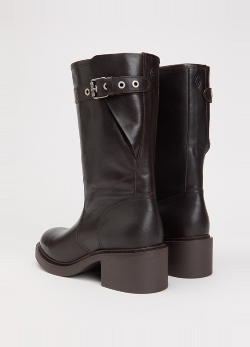 ba&sh Cameron biker boot van kalfsleer - achterkant 3 chocoladebruin