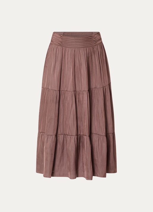 ba&sh Camyla midi rok van satijn - voorkant 3 donkerblauw