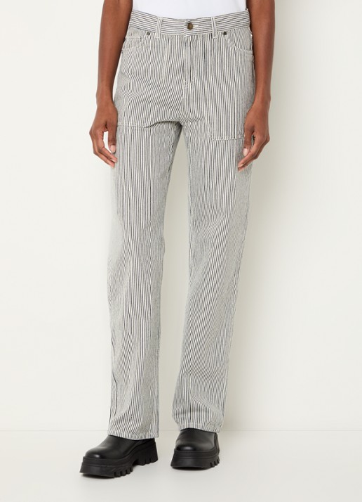 ba&sh Carpenter high waist straight leg jeans met streeppprint