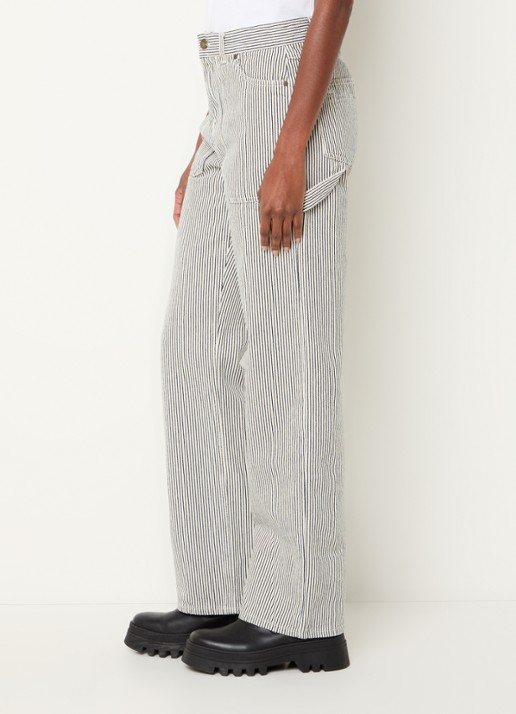 ba&sh Carpenter high waist straight leg jeans met streeppprint - detail 3 gebroken wit