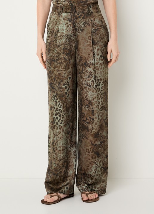 ba&sh Carrina high waist wide fit pantalon van satijn met print