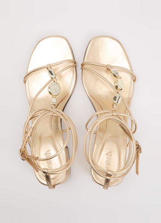 ba&sh Caya sandalette van lamsleer - detail 3 goud