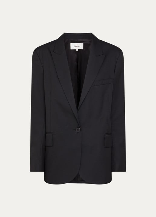 ba&sh Cayne blazer in wolblend met klepzakken - voorkant 3 zwart