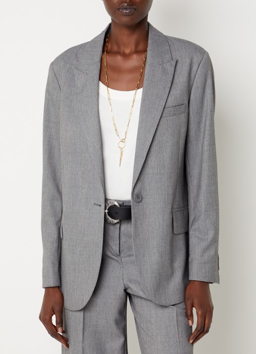 ba&sh Cayne blazer in wolblend met klepzakken - detail 4 grijsmele