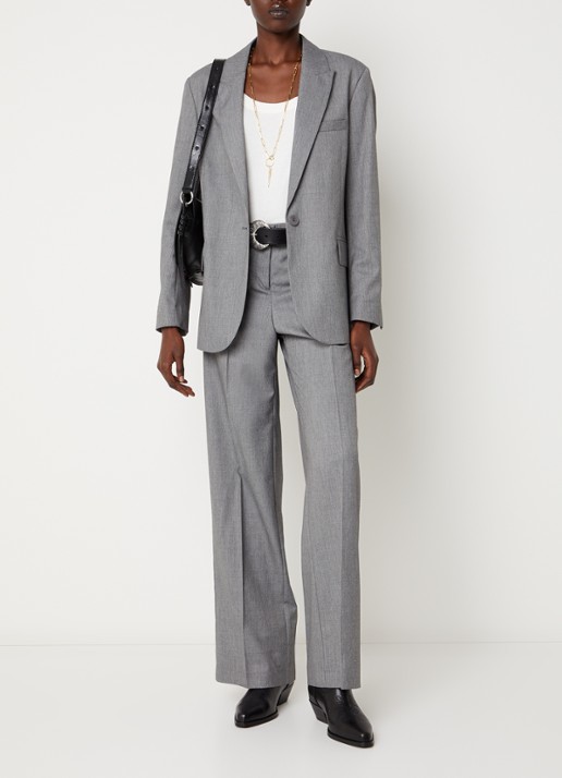 ba&sh Cayne blazer in wolblend met klepzakken - voorkant 3 grijsmele