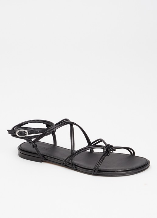 ba&sh Cegane sandaal van leer met metallic finish - voorkant 8 zwart