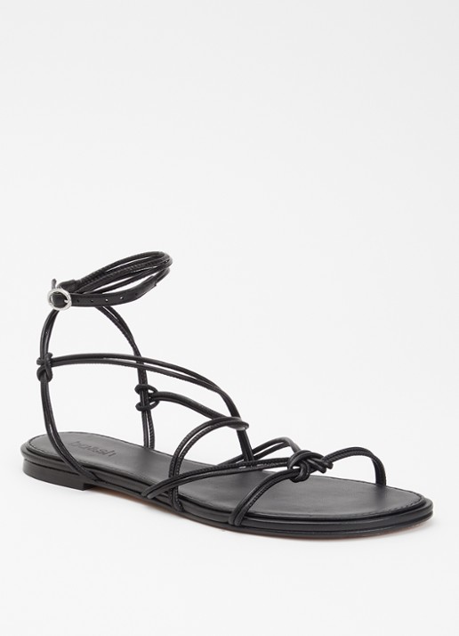 ba&sh Cegane sandaal van leer met metallic finish - voorkant 9 zwart