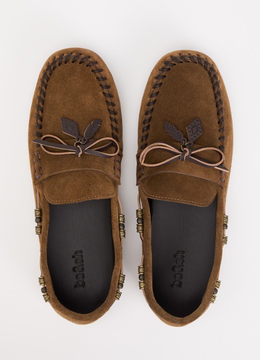ba&sh Celodie mocassin van suède - detail 3 bruin