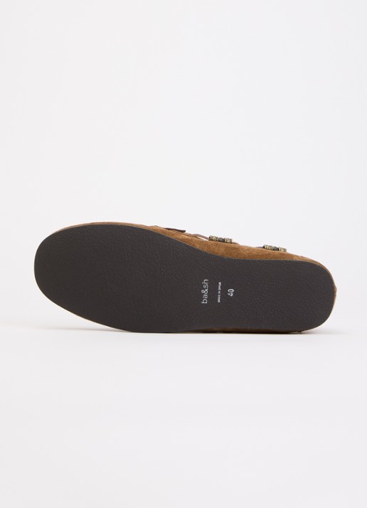 ba&sh Celodie mocassin van suède - detail 4 bruin
