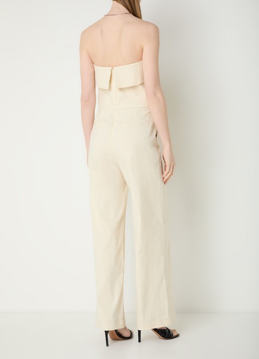 ba&sh Cenelia wide fit jumpsuit in linnenblend - achterkant 2 beige