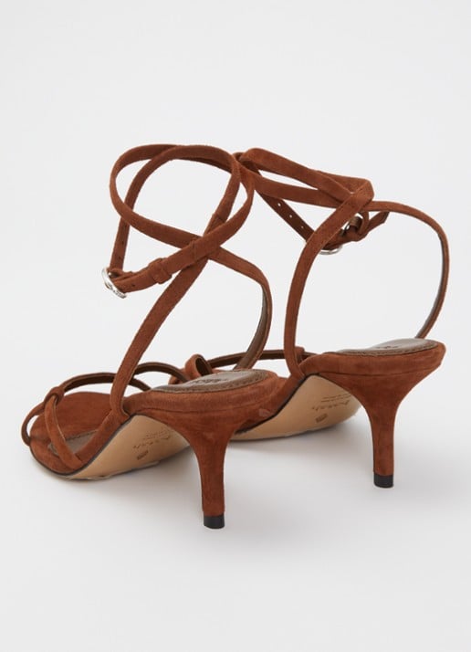 ba&sh Cera sandalette van suède - achterkant 5 roodbruin