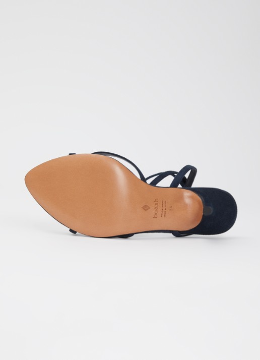 ba&sh Cera sandalette van suède - detail 5 donkerblauw
