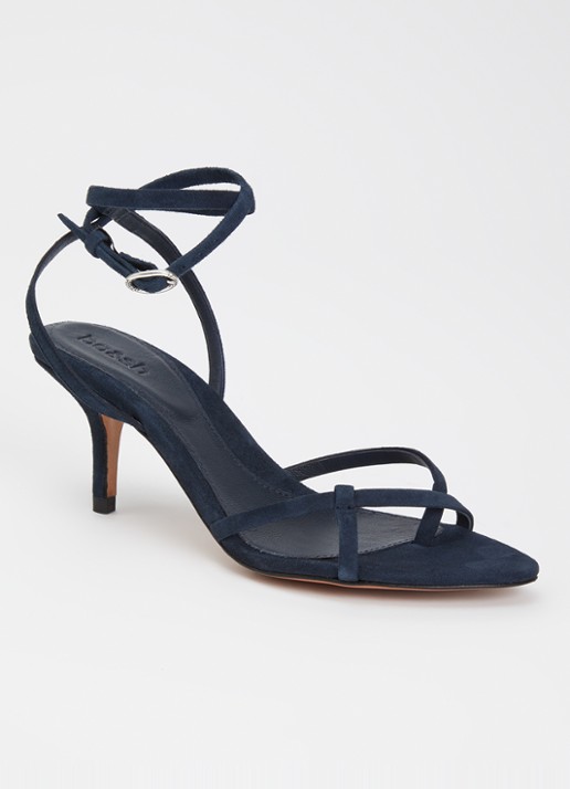 ba&sh Cera sandalette van suède - voorkant donkerblauw