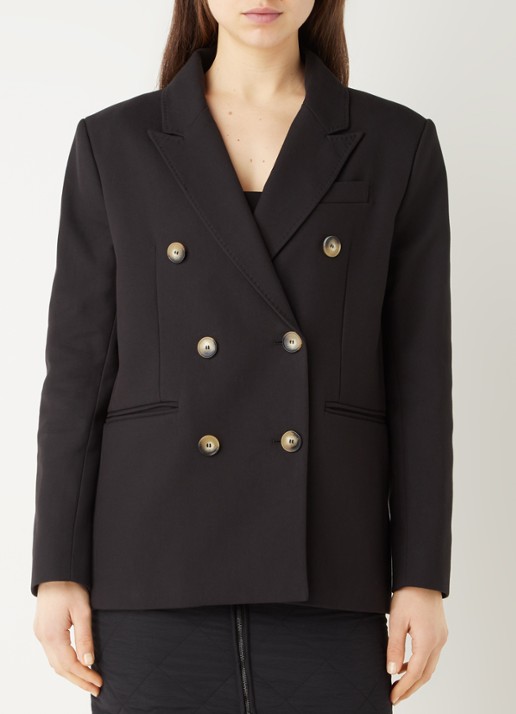 Ba&sh Cesar double-breasted blazer met paspelzakken - detail zwart