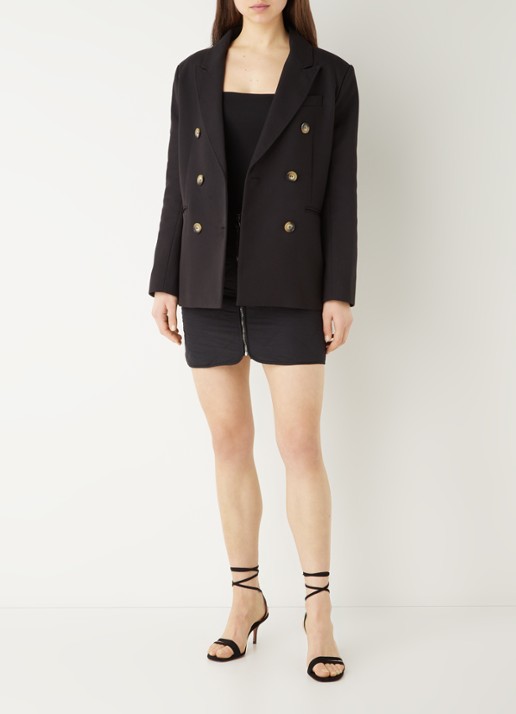 Ba&sh Cesar double-breasted blazer met paspelzakken - voorkant 3 zwart