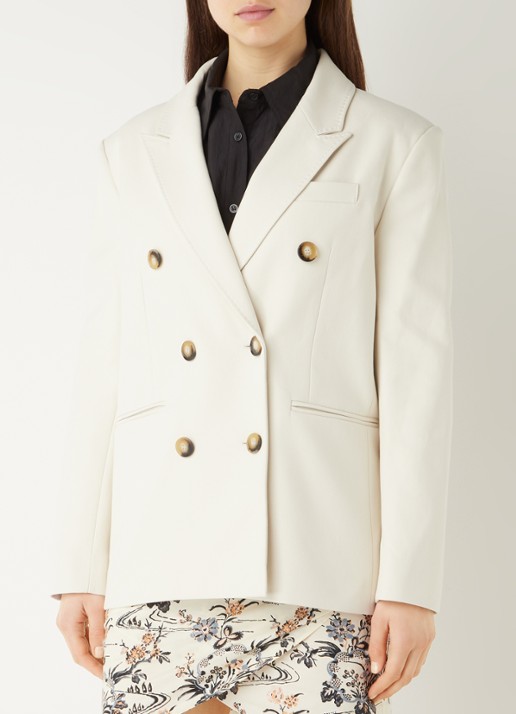 Ba&sh Cesar double-breasted blazer met paspelzakken - detail creme