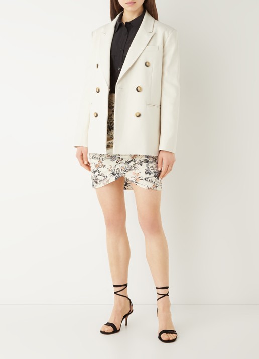 Ba&sh Cesar double-breasted blazer met paspelzakken - voorkant 3 creme