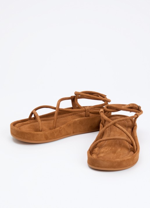 ba&sh Cesaria sandaal van leer - detail 4 cognac