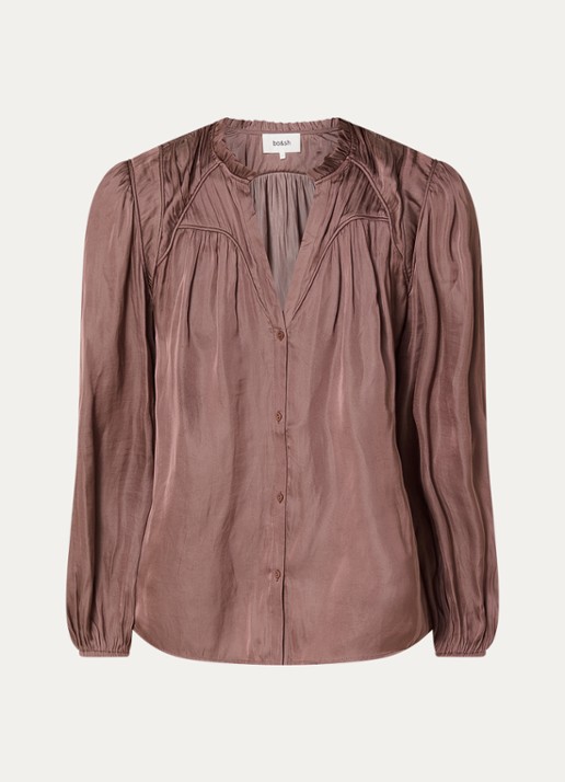 ba&sh Cesira blouse met plooidetail - voorkant bruin