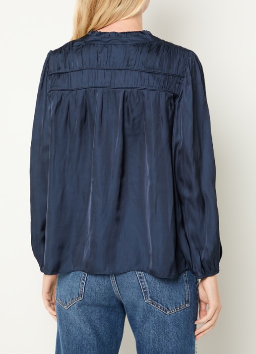 ba&sh Cessia blouse met ruches - achterkant 4 donkerblauw