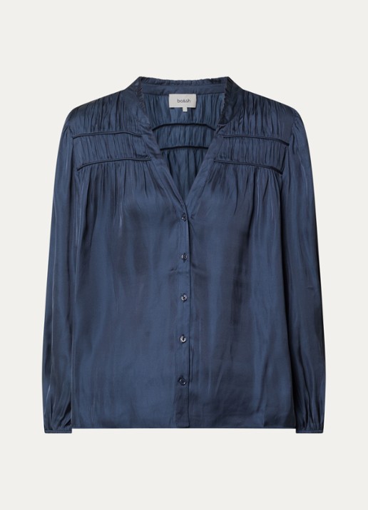 ba&sh Cessia blouse met ruches - voorkant donkerblauw
