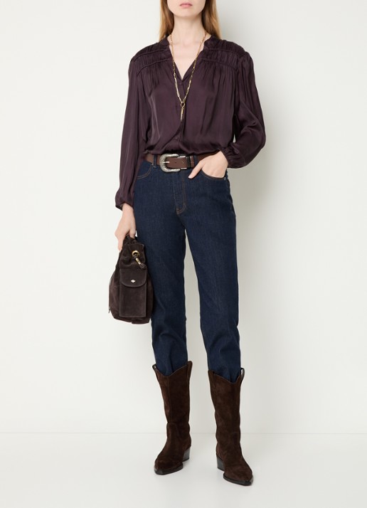 ba&sh Cessia blouse met ruches - voorkant 4 paars