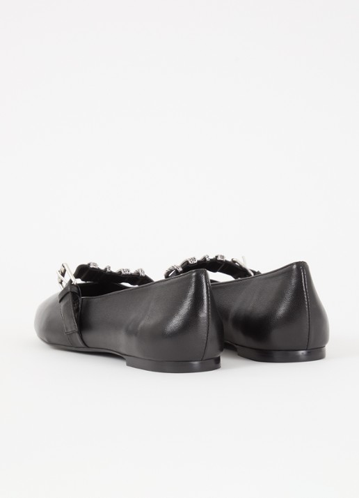 ba&sh Cherkane ballerina van lamsleer met gespdetail - achterkant 2 zwart